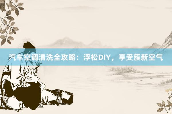 汽车空调清洗全攻略：浮松DIY，享受簇新空气